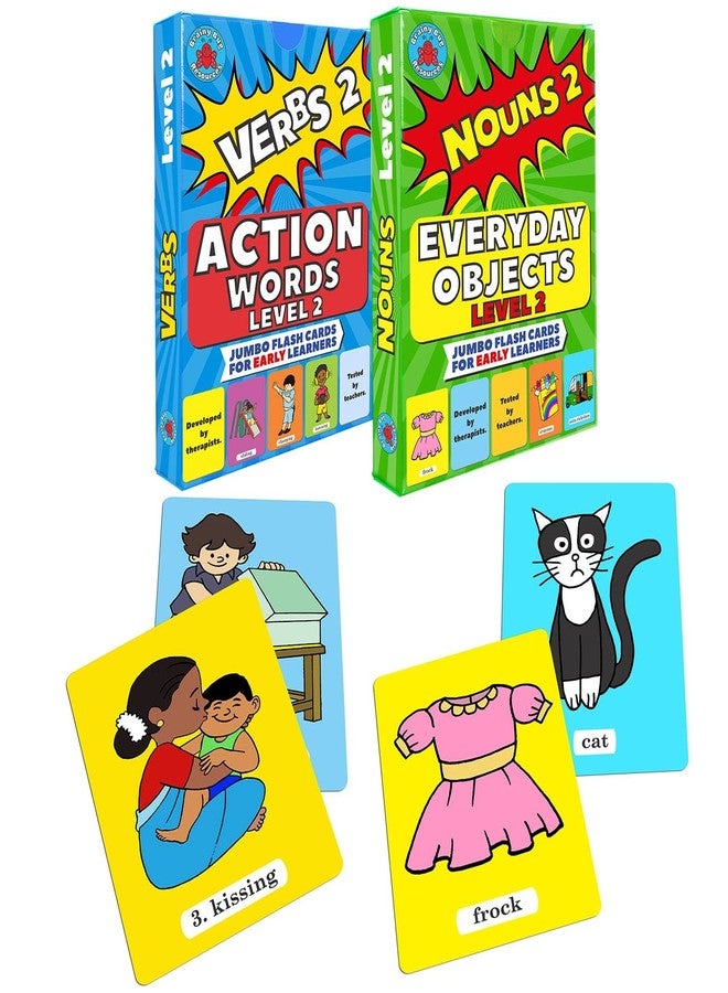 Brainy Bug Resources 60 Audio-Enabled Early Years Flashcards | Everyday Objects and Action Words (Level 2) | Audio in Hindi, English, Punjabi, Tamil, Kannada, Telugu | Special Needs Kids | Spoken English - Image 1